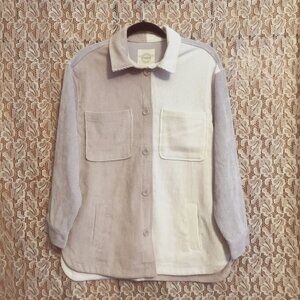 Corduroy Pastel Color-Block Button Down Shacket
